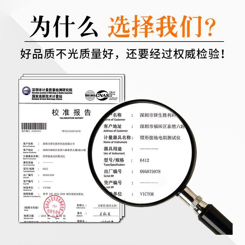 胜利钳形接地电阻测试仪数字电阻表钳型电阻测量仪VC6410高精度