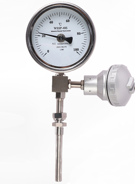 WSSP-485 远传双金属温度计 &Phi;8*180mm 0~100℃ 活动卡套螺纹G