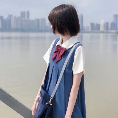 日系宽松背带裙女2020夏季新款jk制服衬衫背心裙连衣裙显瘦娃娃裙