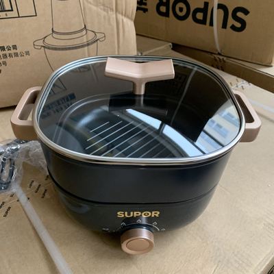 尔电火锅3L升家用多功能韩式蒸煮煎不粘锅电热锅分体式煎烤机