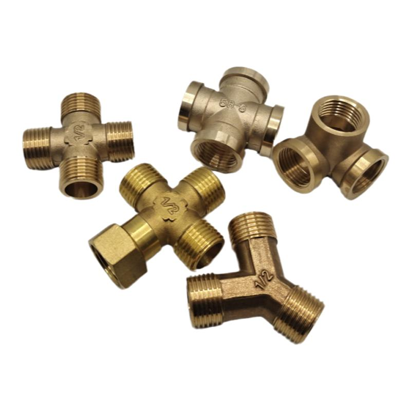 纯铜加厚内丝外丝四通 Y型墙角内丝三通 4分水管接头铜配件 DN15