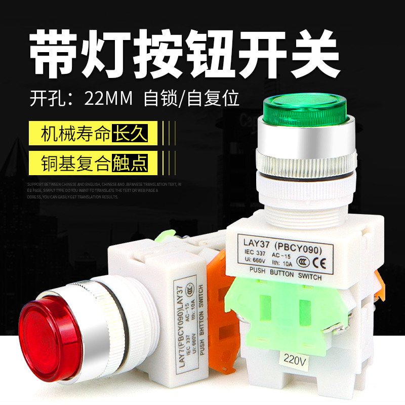 带灯按钮自复位开关凸头