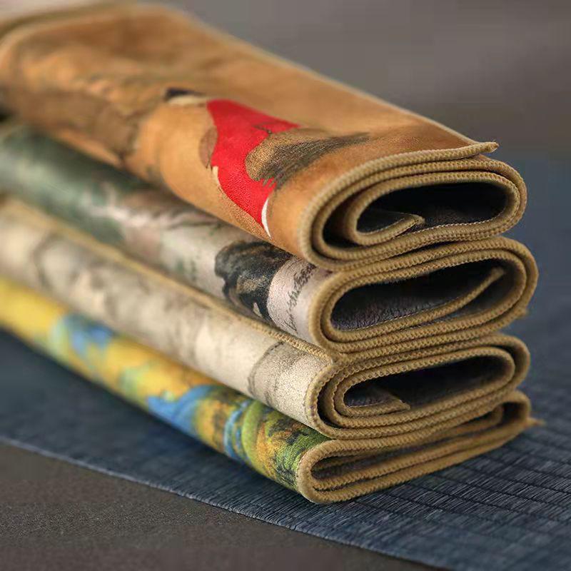 麂皮绒中国风画茶台杯垫