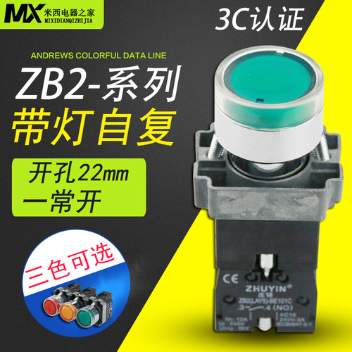 银点带灯按钮开关自复常