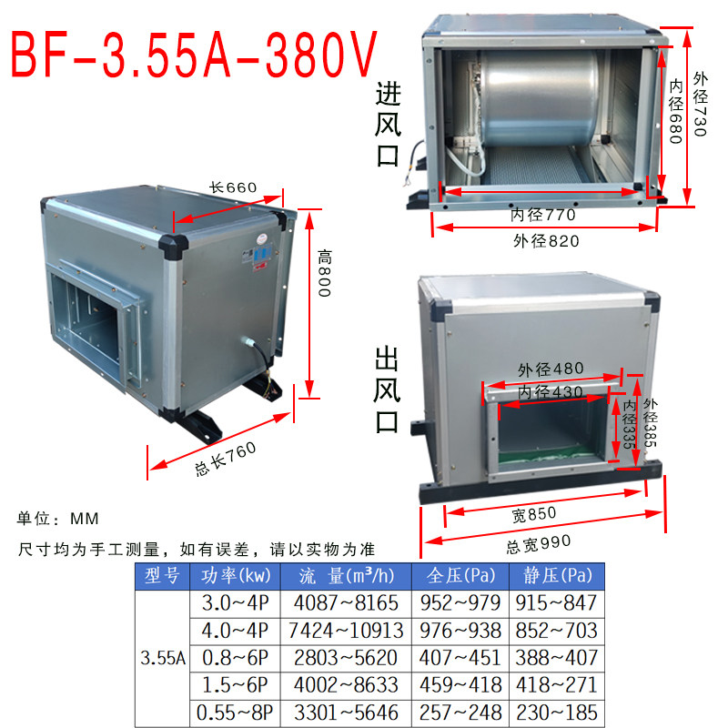 新款BF静音柜式离心风机箱工业管道新排风机系统空调商用风机包邮