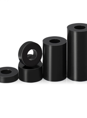 外径9 内径5.5   M5.5 ABS圆形隔离柱 塑料间隔柱 绝缘垫高柱黑色