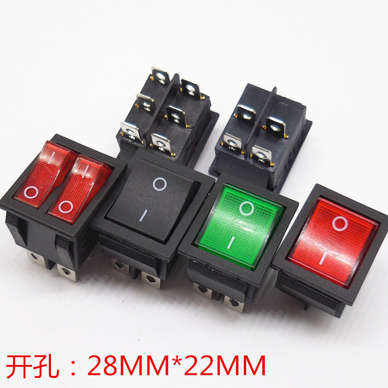 KCD4船型开关 船形 翘板电源按钮 4脚6脚带灯 16A 250V 31x25mm