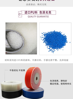 PU 气管 风管 4/6/8/10/12哩 透明 橙色 蓝色 黑色木工 8*5 4*2.5