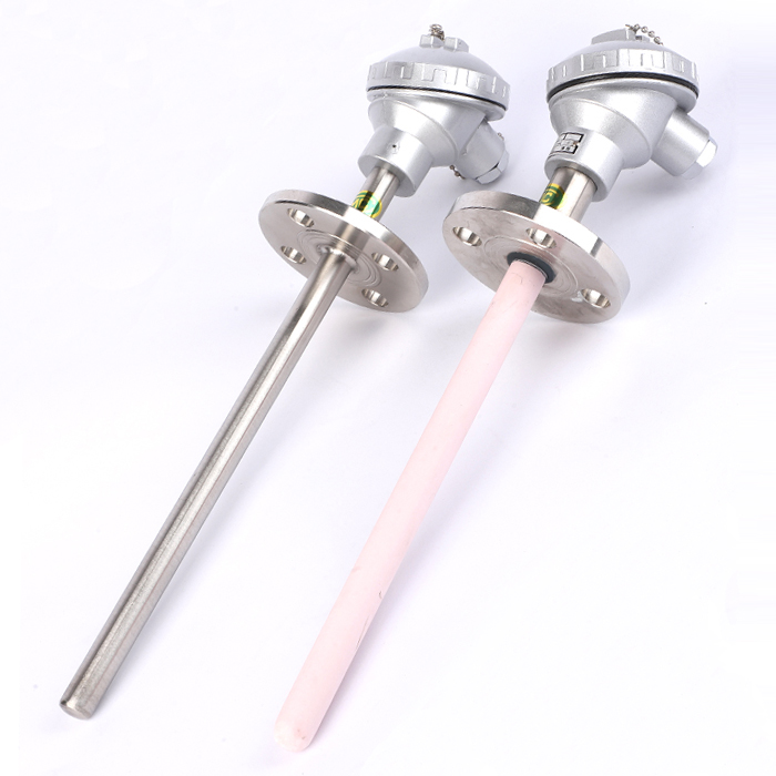 上海仪表 双支k型热电偶wrn2-431 l=750mm 0-1200℃ 固定法兰DN20