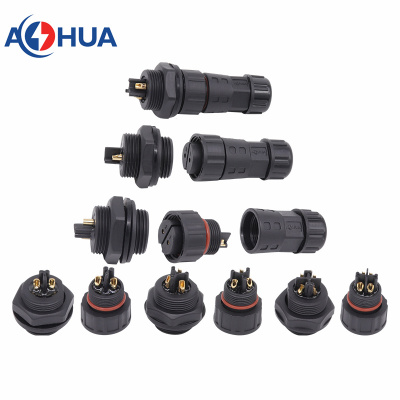 澳华AHUAM20面板防水连接器LED户外照明防水插头集鱼灯公母连接线