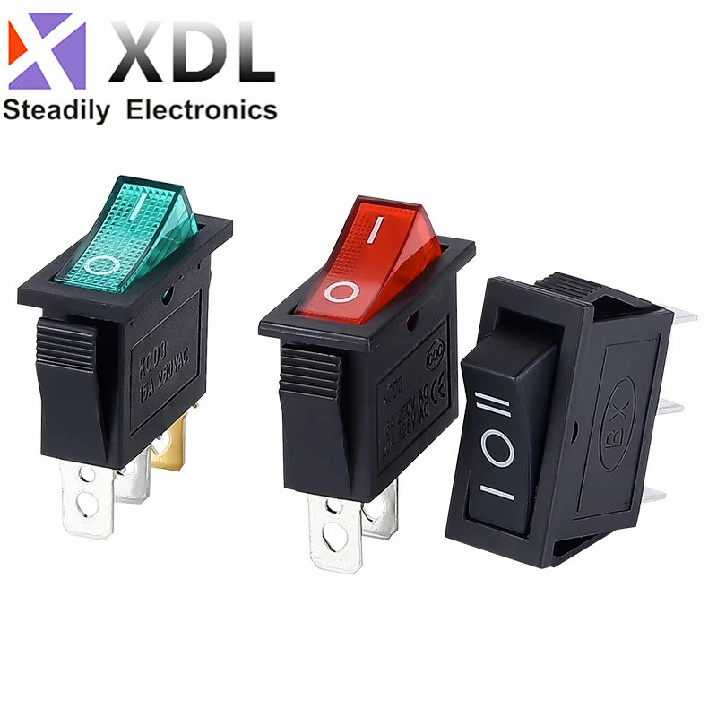 KCD3-102N KCD8-211N 3脚2档 带灯电源船型开关 翘板船形 30*13mm