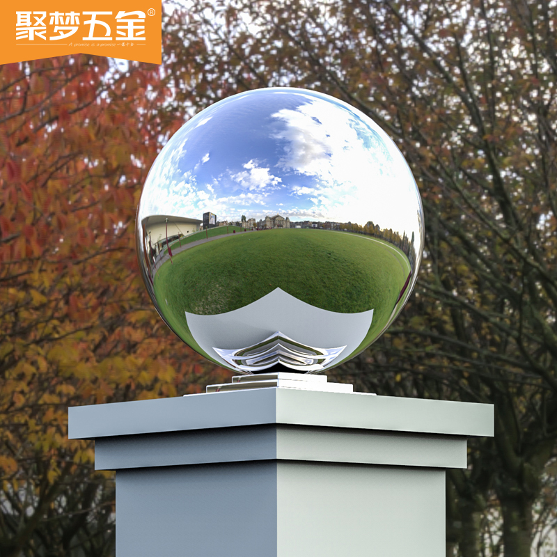 316#不锈钢圆球带座连体球装饰球三层方座带球大门柱子围墙球托座
