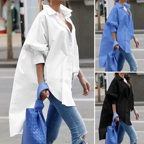 Spring new casual loose irregular shirt 春休闲宽松不规则衬衫
