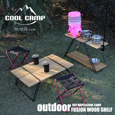 户外野营竹木桌二合一组