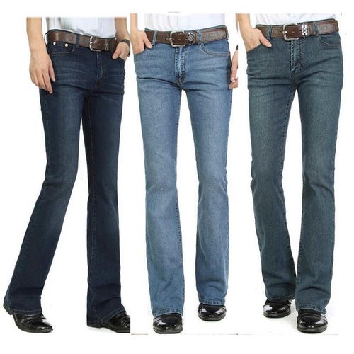 Mid-rise stretch-fit flared jeans中腰弹力修身喇叭牛仔长裤男