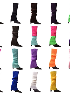 Women Halloween 80s Neon Knit Leg Warmers Footless Socks