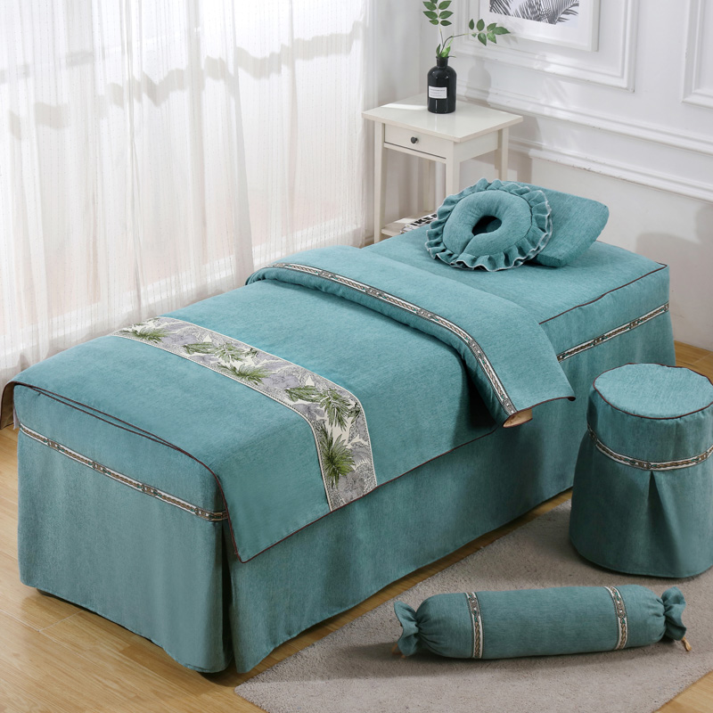 高档美容床罩四件套轻奢全棉美容院专用按摩洗头加厚棉麻床套单件