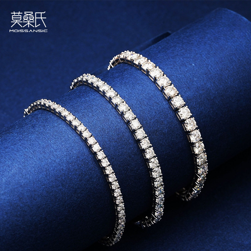 Cross border hot selling pure silver Mosang stone tennis br