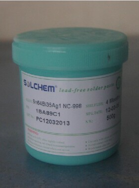 SOLCHEM NC-998 Sn64Bi35Ag1低温环保锡浆 无铅锡膏 焊锡膏 500克