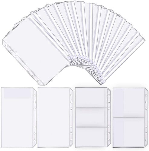 A5 A6 A7 Color 6PCS Binder Pockets Binder Zipper Folders for