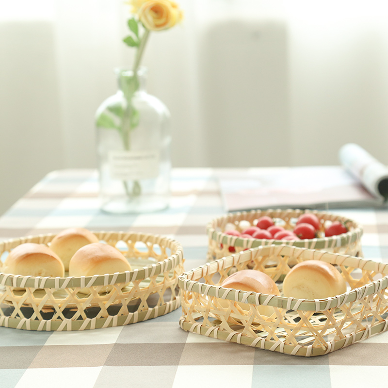 手工篾竹编制品果盘厨房