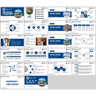 3套海南大学ppt通用模板毕业论文开题答辩科研项目工作汇报模板
