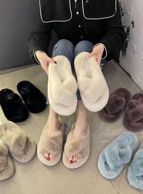 Furry Slippers for home Women Ladies Shoes  Plush Sandals
