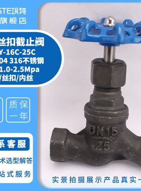 铸钢丝扣截止阀J11H/Y16C25C防冻碳钢内螺纹内丝丝口高温蒸汽阀门