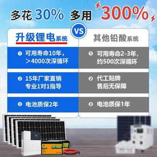 锂电太阳能光伏发电系统家用220v全套太阳能电池板一体机户外供电