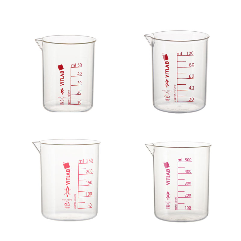 VITLAB塑料烧杯PMP烧杯50/100/250/500ml高透高温格里芬烧杯进口