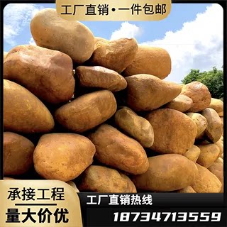 天然黄蜡石精品鱼池围边驳岸点缀石庭院风景观赏原石大型刻字村牌