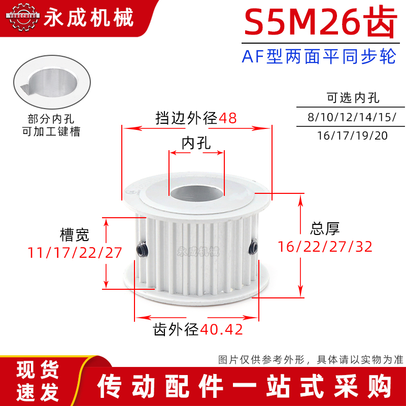 无台齿两面平同步轮槽宽