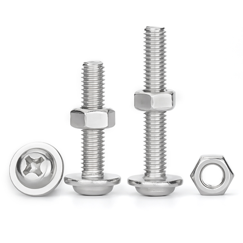 不锈钢十字圆头带垫螺丝