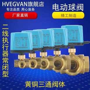 二线AC220V执行器黄铜不锈钢电动球阀二通DN15