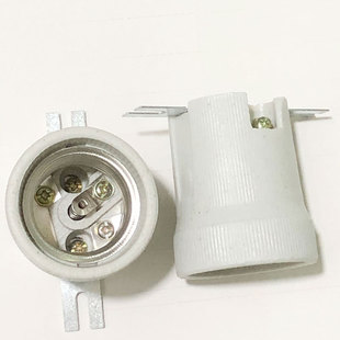 E27螺口陶瓷灯头罗口耐高温灯座全牙纯铜灯口加厚保温吸顶浴霸灯