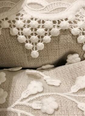 棉花大盗粉红色公主纸巾盒白色蕾丝纸巾包棉麻风格餐巾纸盒收纳