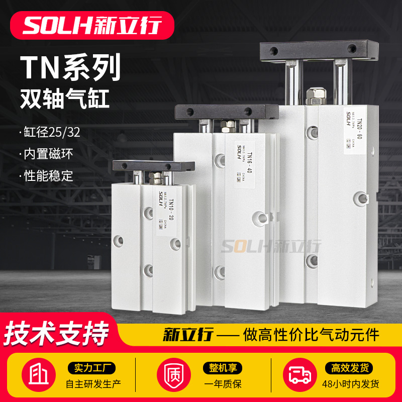 气动TN双杆双轴小型气缸TDA25/32-10X15X20X30X40X50X60X80X100-S
