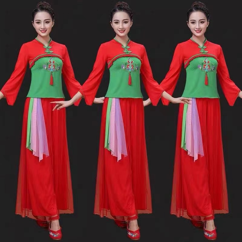 广场舞服装新款套装女民族风古典秧歌扇子舞蹈服裙裤跳舞衣服演出