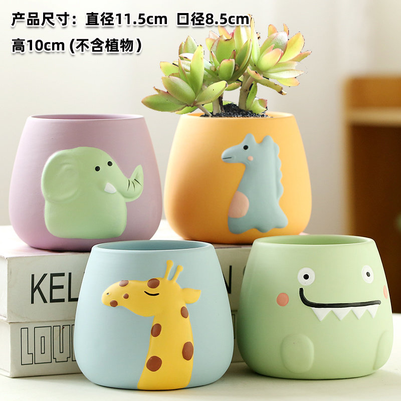 多肉手绘彩花盆特价陶瓷