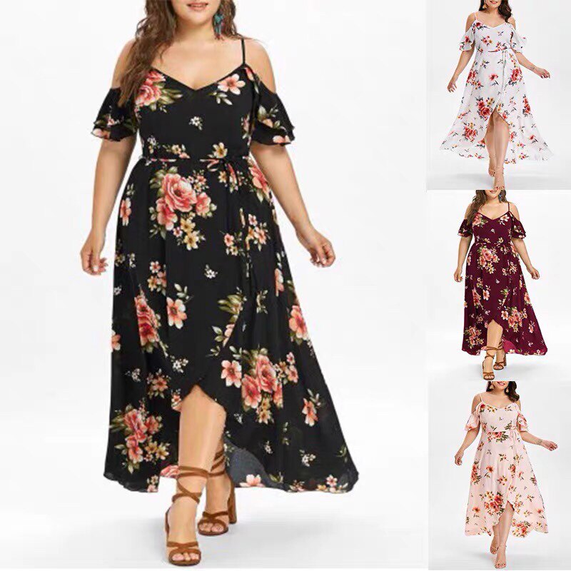 Fat Women's summer plus size loose beach long dress skir