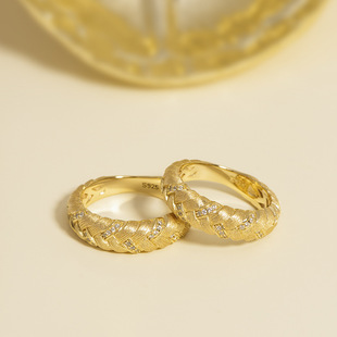Hot selling pure silver woven ring S925 silver gold-plated