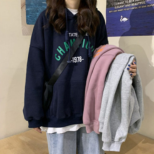 薄款字母印花连帽卫衣女2
