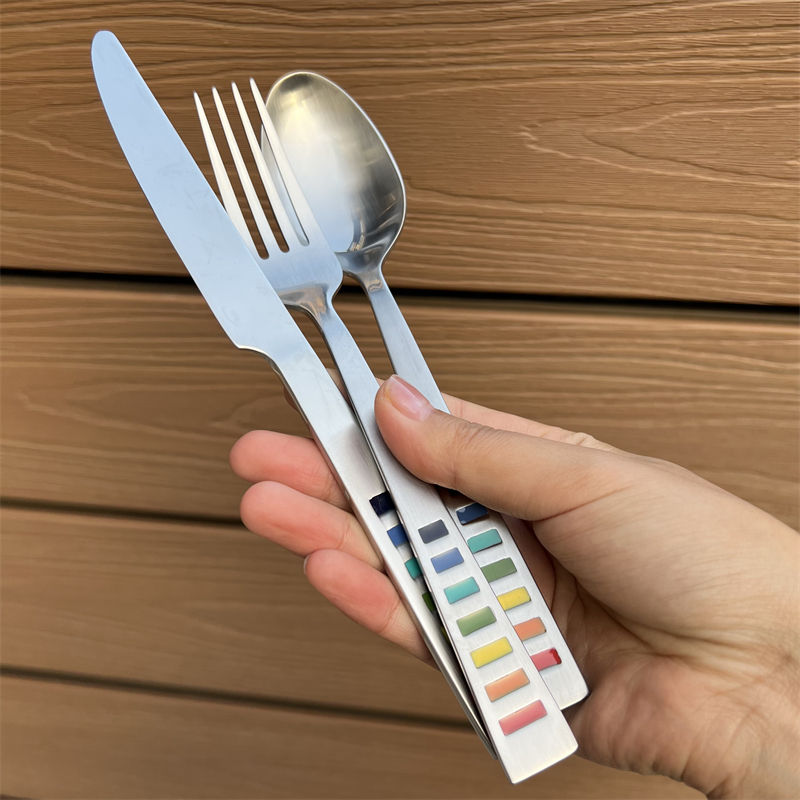 珐琅304不锈钢刀叉勺 西餐套装主餐勺面条叉牛排刀锯齿刀饭勺调羹
