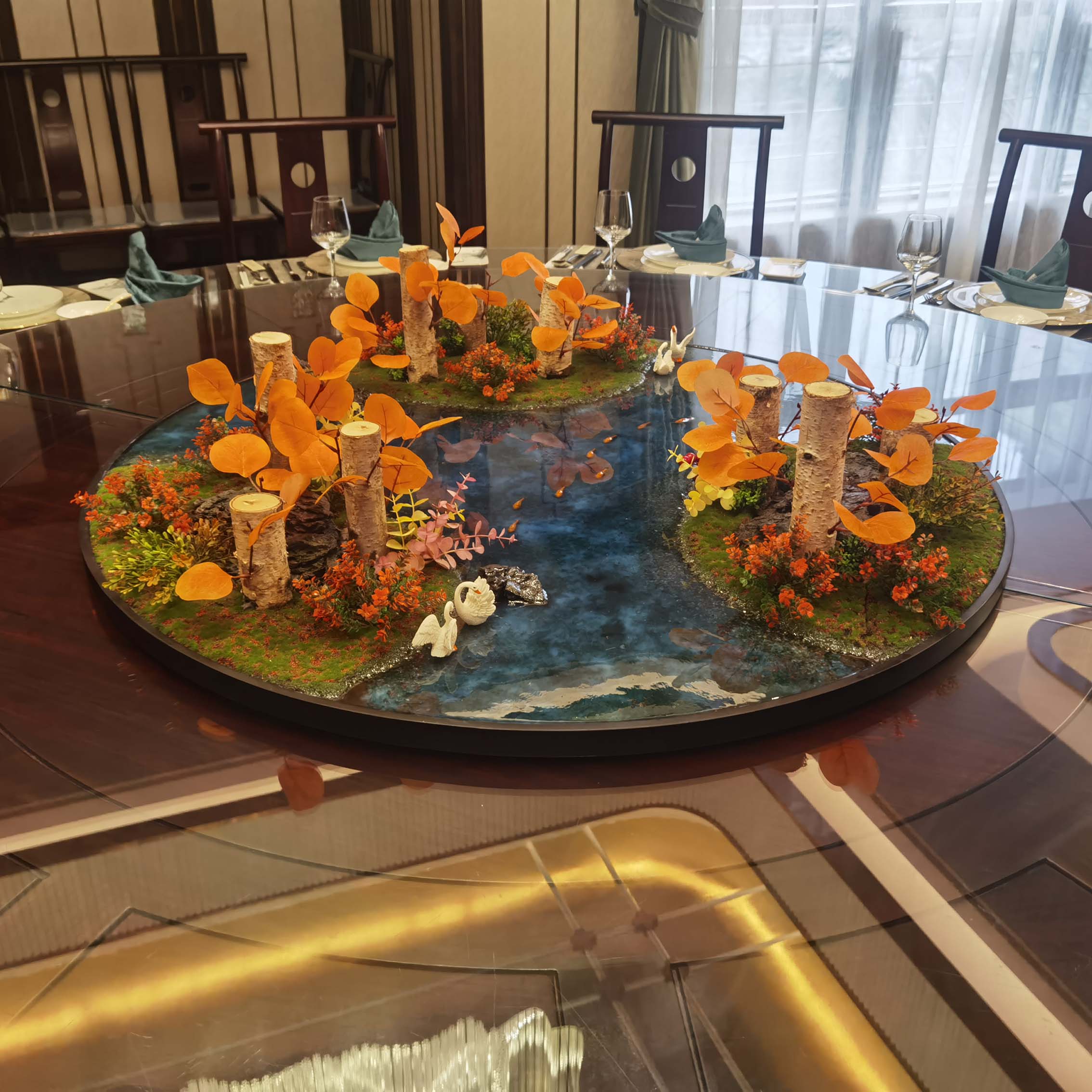 酒店餐桌大圆装饰摆件创