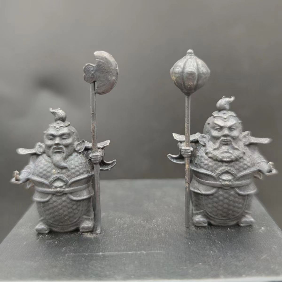 纯铜做旧新中式仿真古代人物门神左右工艺品客厅玄关橱窗装饰摆件