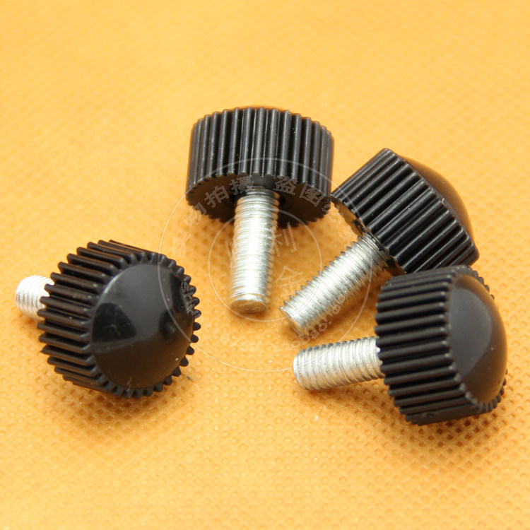 圆头手拧螺丝圆型滚花直纹手柄胶头塑料把手可调手柄螺丝钉M4M5M6