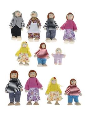 Small Wooden Happy Dollhouse Family Dolls Toy Set Figures