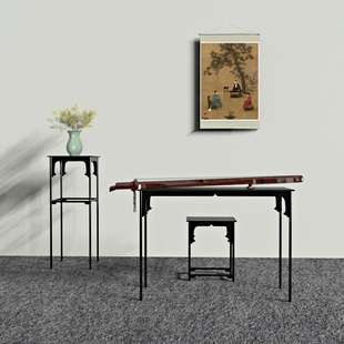 听琴图 古琴桌凳古筝桌仿古 花几摆件 铁艺琴桌北宋风格 东际中式