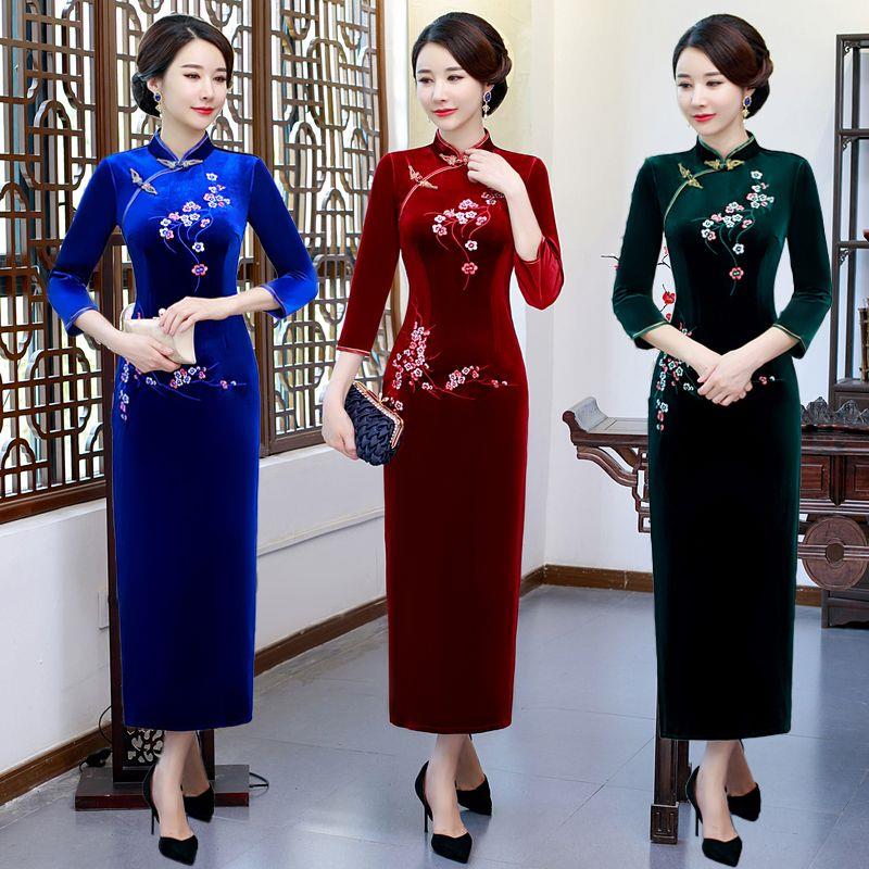 秋冬新款旗袍改良连衣裙