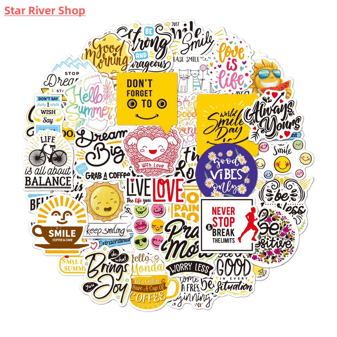 50pieces of English inspirational letter waterproof stickers